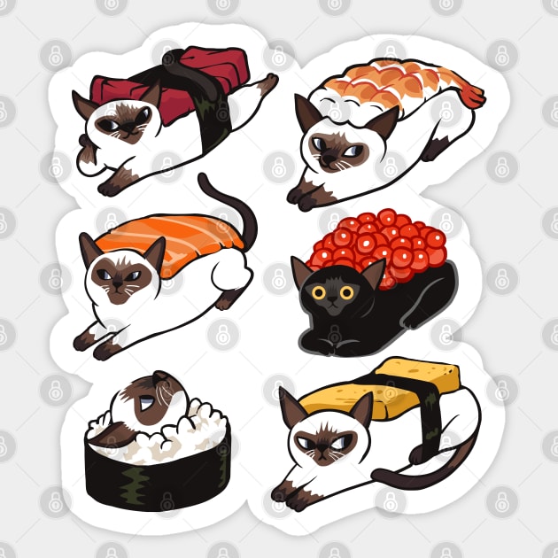 Sushi Siamese Cat Sticker by huebucket